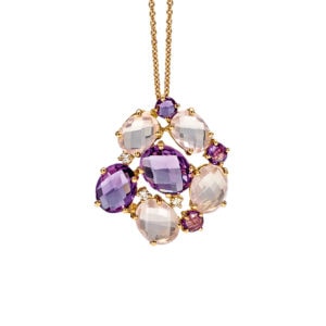 CRS7620AQR COLLANA IN ORO ROSA, BRILLANTI, AMETISTA E QUARZO ROSA