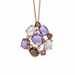 CRS7620SE2 COLLANA IN ORO ROSA, BRILLANTI, AMETISTA E QUARZI