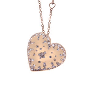 Collana cuore in oro rosa e brillanti CRS7910B