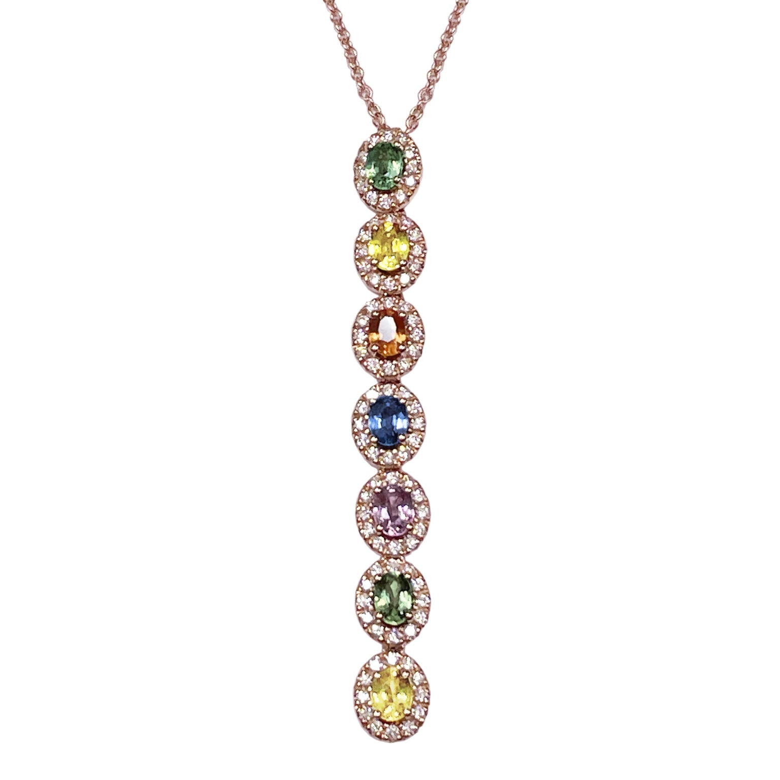 Collana in oro rosa brillanti e zaffiri multicolore CS0945BZM BIBIGì