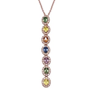 Collana in oro rosa, brillanti e zaffiri multicolore CS0945BZM